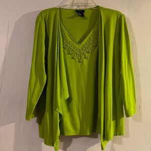 RQT Avocado Green Cardigan Blouse Top Size Large